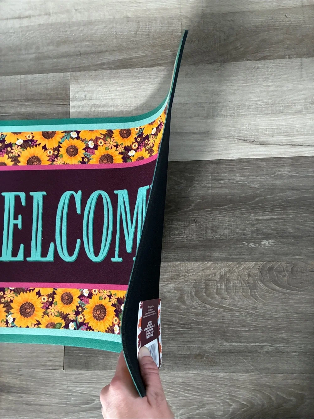 NWT- WELCOME- Harvest Sunflower Doormat w/ Anti Skid Rubber Back 16x28